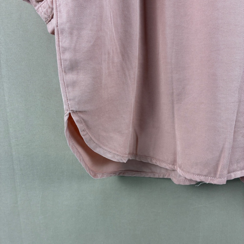 Risen Womens M Tencel Button Up Soft Pink Pocket Shirt Boho Casual Shacket Soft - Picture 10 of 16